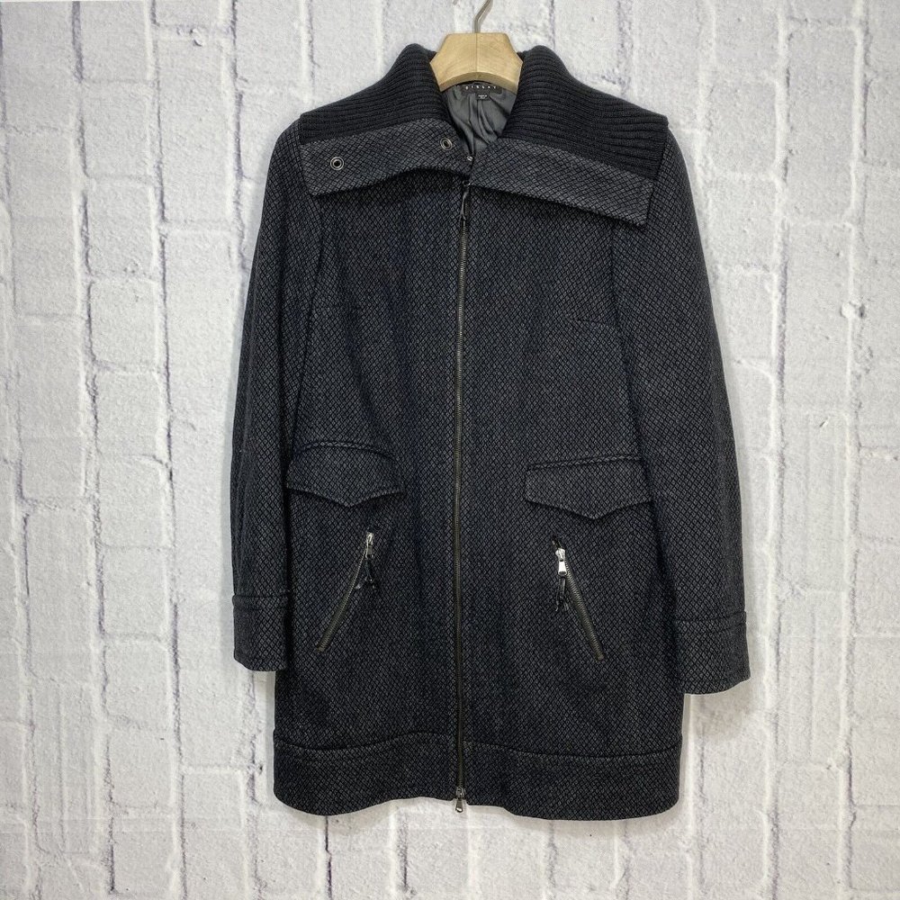 Sisley Wool Blend Jacket Women's Size 44 US Medium Full Zip Snap Collar Italy